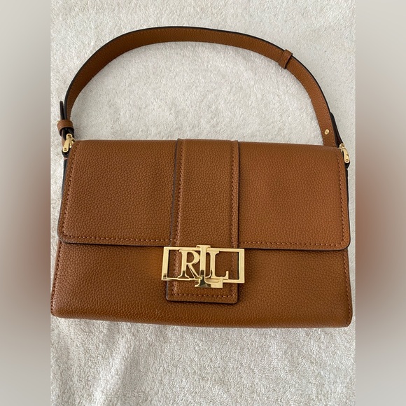 Ralph Lauren Handbags - Ralph Lauren Brown Pebbled Leather Shoulder and Crossbody Bag. 10x7x2